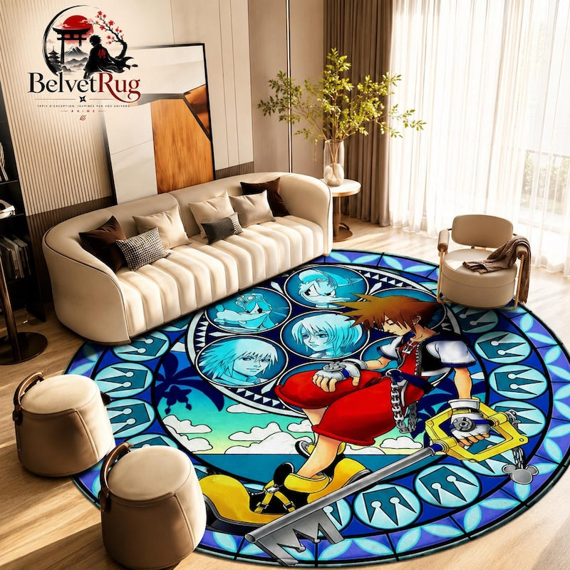 Tapis rond anime lavable – motif vitrail