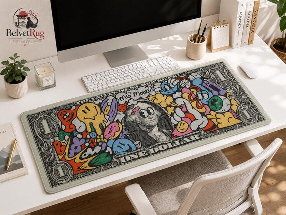 Tapis de bureau gaming — Dollar — Vue 3