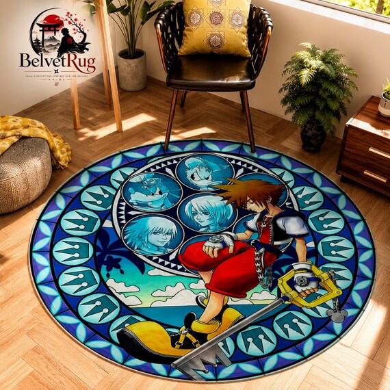 Tapis rond anime — Motif vitrail — Vue 2