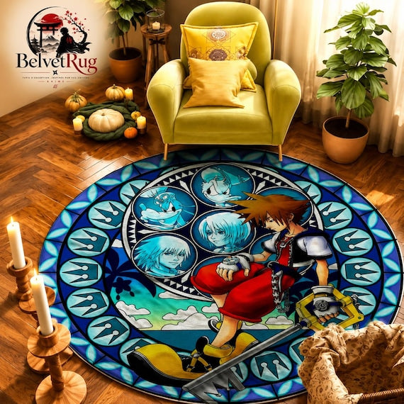 Tapis rond anime — Motif vitrail — Vue 4